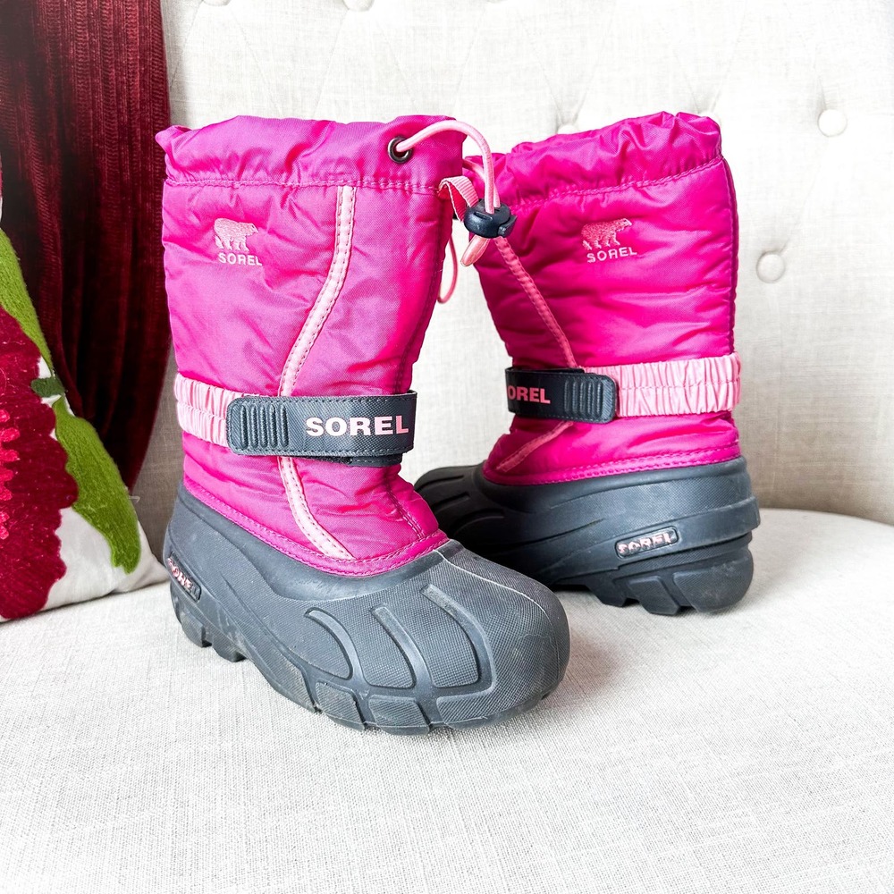 Sorel Kids Snow Boots Pink Black Size 13